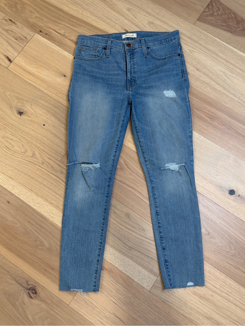 Madewell Distressed Ankle Crop Jeans - Light Blue